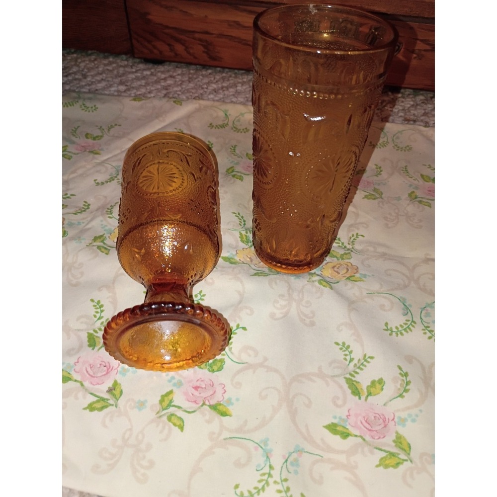 Brockway-‎ American Concord Goblet And Cup Set Amber
